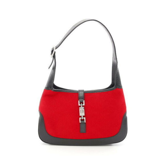 Gucci Red Shoulder Black Bag Jackie Leather Wool - Picture 1 of 7